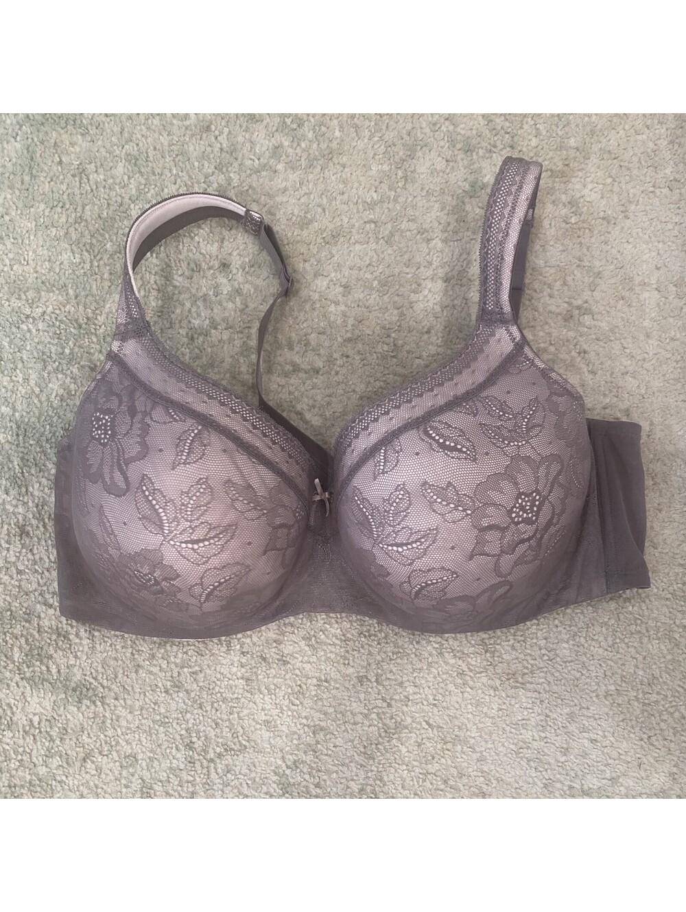 Cacique 44DDD Modern Lace Lightly Lined Balconette Bra Purple Lace Underwire